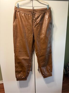a new day Brown Faux Leather Jogger Pants